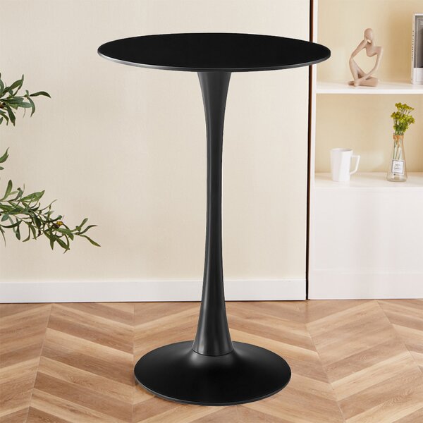 Masa de bar 2HOME stil Tulip rotunda, Negru, picior fix, 60*105cm