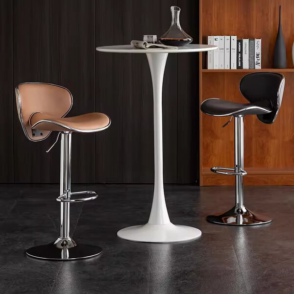 Masa de bar 2HOME stil Tulip rotunda, Alb, picior fix, 60*105cm