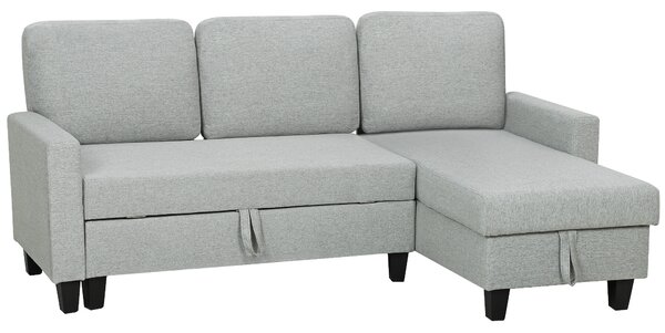 HOMCOM Canapea Extensibilă 3 Locuri cu Spațiu de Depozitare, 197x129x85 cm, Gri și Negru | Aosom Romania