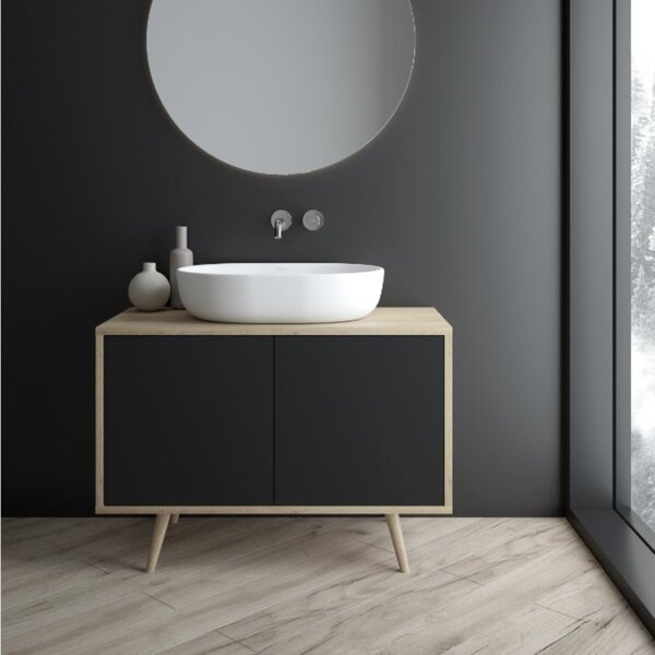 Oltens Hedvig dulap 95x45x49.7 cm sub chiuveta pe perete negru-stejar 60204360