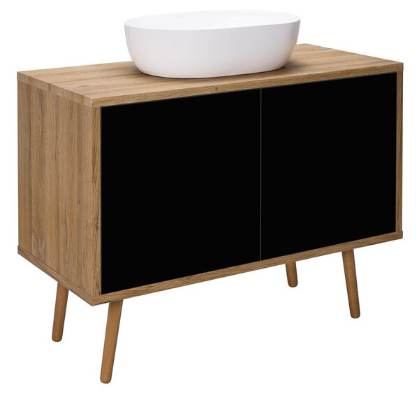Oltens Hedvig dulap 95x45x49.7 cm sub chiuveta pe perete negru-stejar 60204360