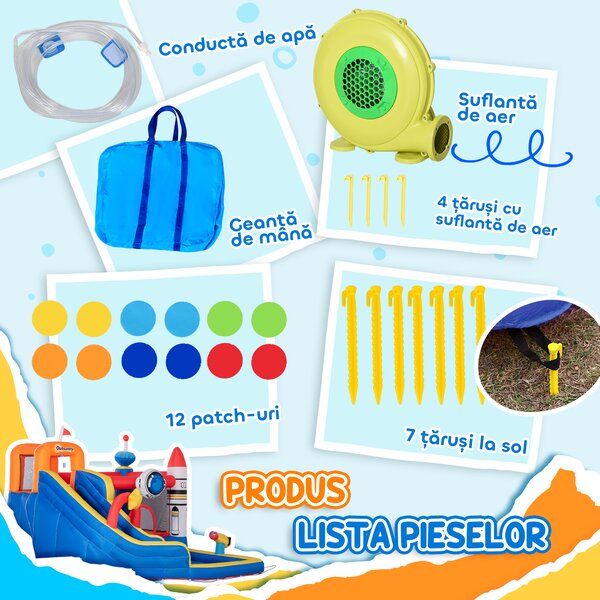 Castel gonflabil 5 in 1 Outsunny pentru copii cu geanta de transport 3,3x2,8x2m | Aosom Romania