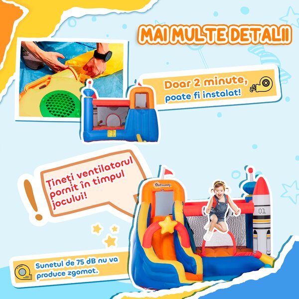 Castel gonflabil 5 in 1 Outsunny pentru copii cu geanta de transport 3,3x2,8x2m | Aosom Romania