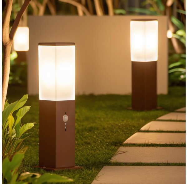 Brilagi - Lampă de exterior cu senzor NOVA 1xE27/15W/230V 40 cm IP44 maro