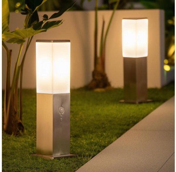 Brilagi - Lampă de exterior cu senzor NOVA 1xE27/15W/230V, 40 cm, IP44, crom mat