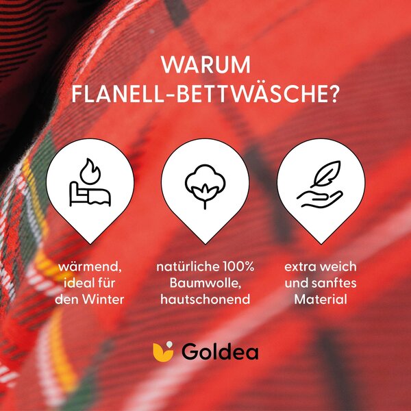 Goldea lenjerie de pat flanel - carouri roșii 160 x 200 și 2buc 70 x 80 cm
