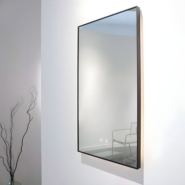 Oglinda Baie Led Oleander 50x90cm, Rama Aluminiu Negru Mat, Functie Dezaburire