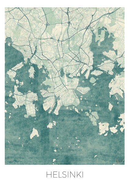 Harta Helsinki, Hubert Roguski, (30 x 40 cm)