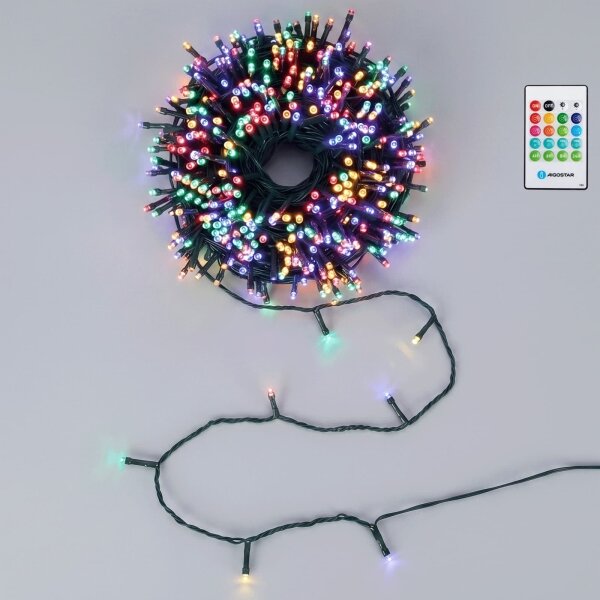 Aigostar - Ghirlandă LED reglabilă pentru exterior cu senzor 100xLED/3xAA 12m multicolor + telecomandă