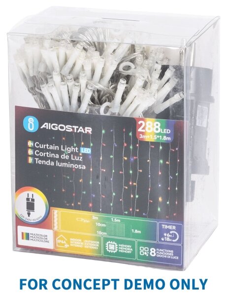 Aigostar - LED ghirlandă de Crăciun pentru exterior 192xLED/8 funcții 4,5x1,2m IP44 alb cald