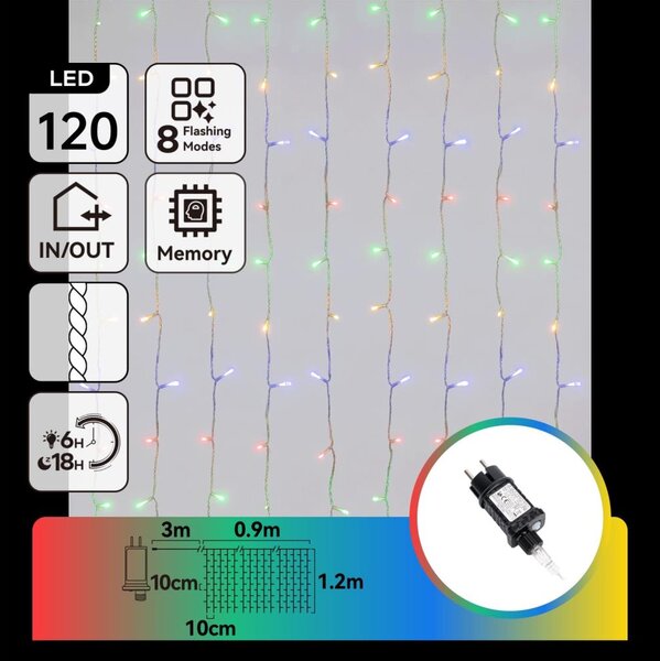 Aigostar - Ghirlandă LED de exterior pentru Crăciun 120xLED/8 funcții 3,9x1,2m IP44 multicolor