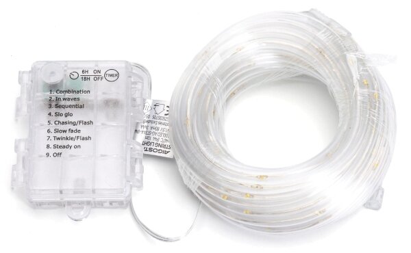Aigostar - LED ghirlandă de crăciun pentru exterior 50xLED/8 funcții 3xAA 5,3m IP44 alb cald