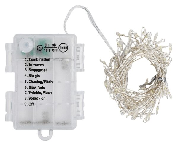 Aigostar-LED Ghirlandă luminoasă de Crăciun pentru exterior 100xLED/8 funcții 3xAA 3,3m IP44 alb rece