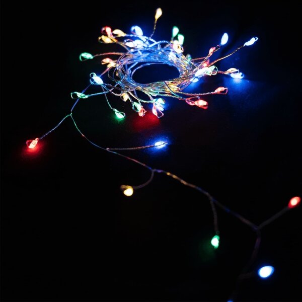 Aigostar - LED ghirlandă de Crăciun pentru exterior 50xLED/8 funcții 3xAA 1,8m IP44 multicolor