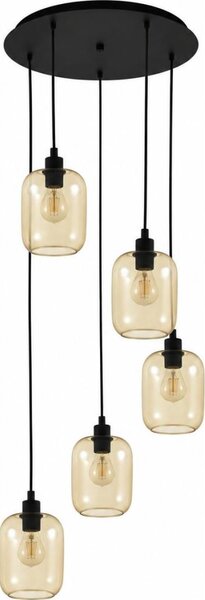 BRILAGI - lustră LED pe cablu RETRO GLASS 5xE27/60W/230V negru/maro fumuriu