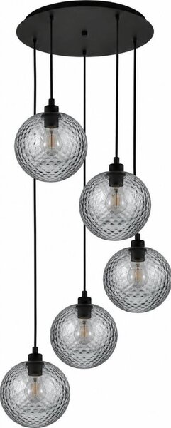 BRILAGI - LED Lustra pe cablu RETRO GLASS 5xE27/60W/230V negru/gri fumuriu