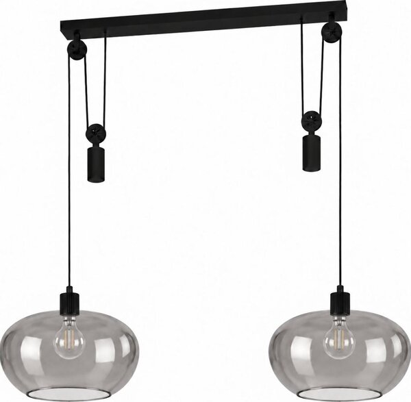 BRILAGI - lustră LED suspendată pe cablu RETRO GLASS 2xE27/40W/230V negru/gri fumuriu