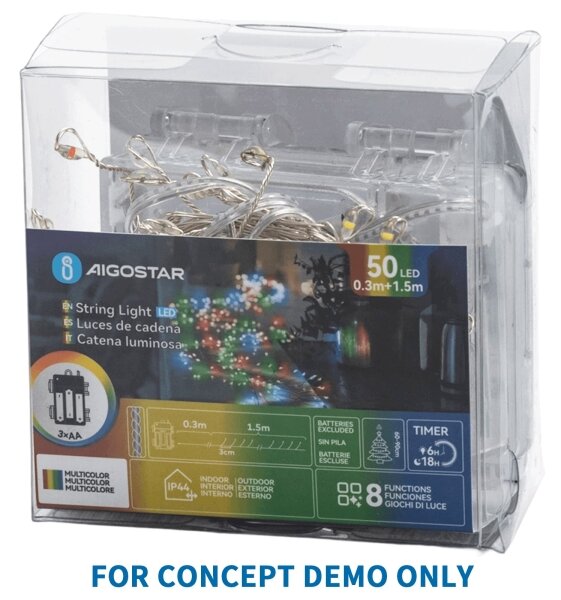 Aigostar - LED Ghirlandă de exterior pentru Crăciun 100xLED/8 funcții 3xAA 3,3m IP44 alb cald