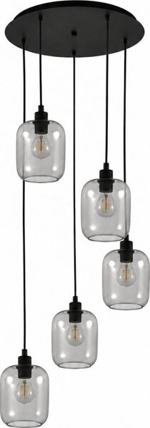 BRILAGI - lustra LED pe cablu RETRO GLASS 5xE27/60W/230V negru/gri fumuriu