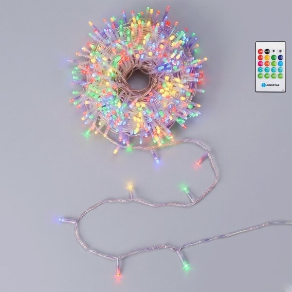 Aigostar - Șir de lumini LED reglabil pentru exterior cu senzor 100xLED/3xAA 12m multicolor + telecomandă