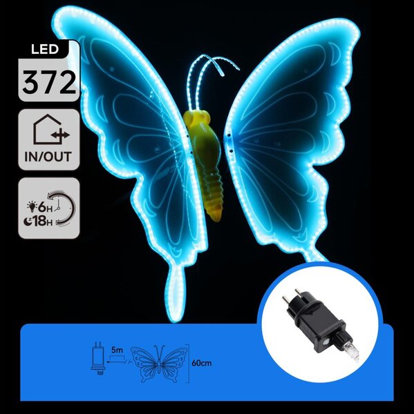 Aigostar - Decorațiune LED pentru exterior 372xLED 60 cm IP44 fluture/albastru