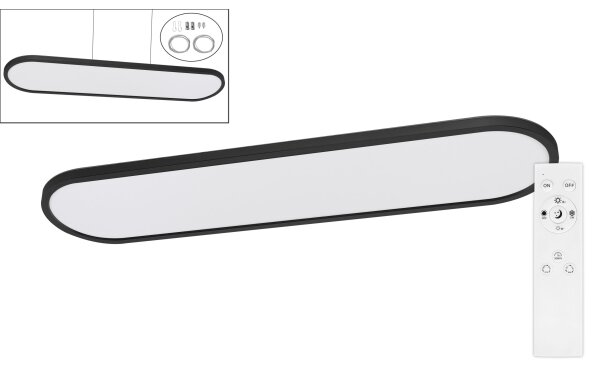 Top Light -LED plafonieră/suspensie OVAL LED/36W/230V 3000-6500K negru + telecomandă