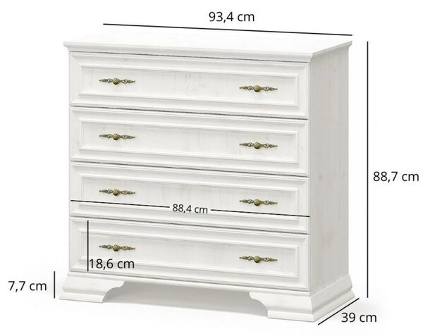 Mobilier de dormitor IRYS, pin alb anderson, PAL laminat, 6 piese