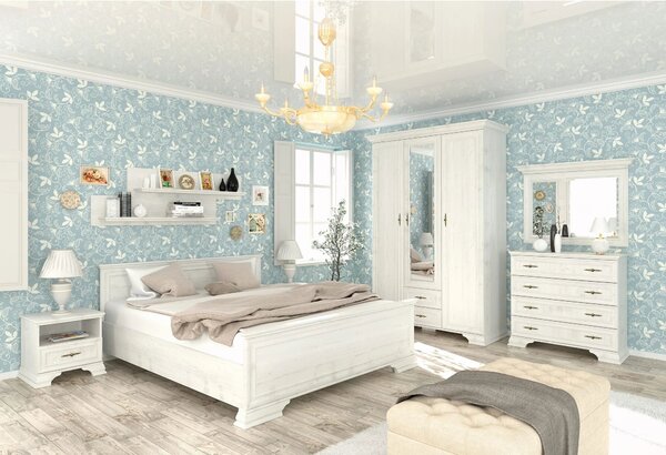 Mobilier de dormitor IRYS, pin alb anderson, PAL laminat, 6 piese
