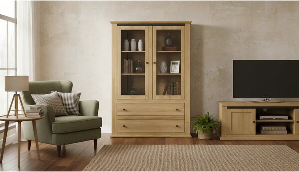 Vitrina LEON MZ5, stejar, PAL laminat, 125x40x180 cm