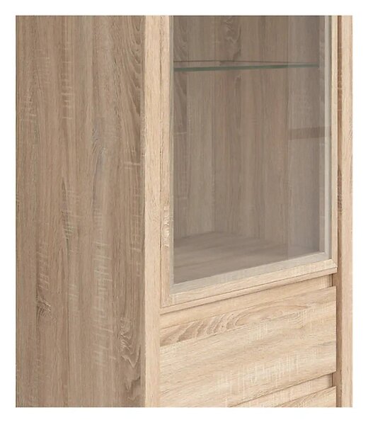 Vitrina KASPIAN, stejar sonoma, PAL/sticla, 56x41x201 cm