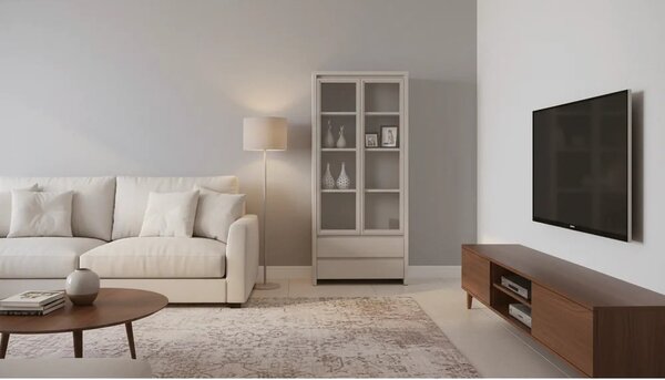 Vitrina KASPIAN, casmir, PAL/sticla, 90x41x201 cm