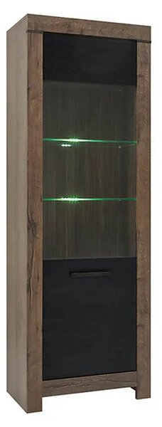 Vitrina BALIN, stejar, PAL/sticla, cu iluminare LED, 68x40x197 cm