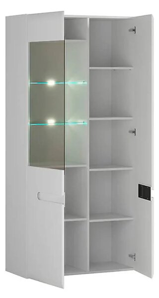 Vitrina AZTECA TRIO, alb, PAL/sticla, cu iluminare LED, 90x41x193 cm