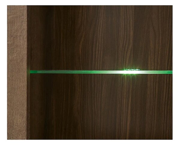 Vitrina BALIN, stejar, PAL/sticla, cu iluminare LED, 68x40x197 cm