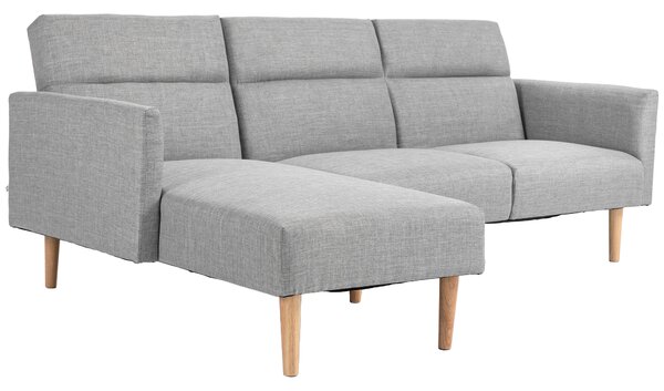 HOMCOM Canapea Extensibila cu 3 Locuri, Canapea pe Colt din Tesatura Gri cu Spatar Reglabil, Stil Scandinav, 207x146x80cm | Aosom Romania