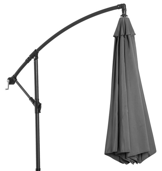 Outsunny Umbrelă Descentralizată pentru Exterior, Gri, Manivelă, Oțel și Poliester Anti-UV, Φ300x250cm | Aosom Romania