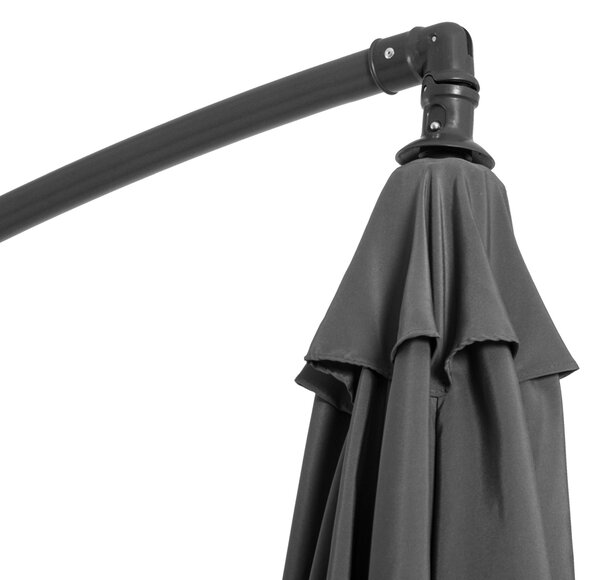 Outsunny Umbrelă Descentralizată pentru Exterior, Gri, Manivelă, Oțel și Poliester Anti-UV, Φ300x250cm | Aosom Romania