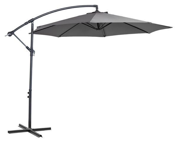 Outsunny Umbrelă Descentralizată pentru Exterior, Gri, Manivelă, Oțel și Poliester Anti-UV, Φ300x250cm | Aosom Romania