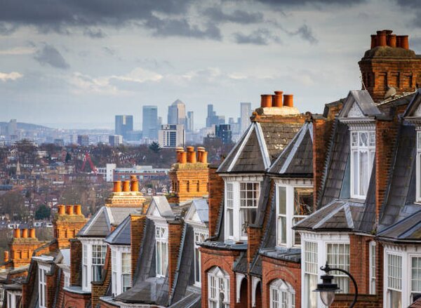 Fotografie de artă View across city of London from Muswell Hill, coldsnowstorm, (40 x 30 cm)