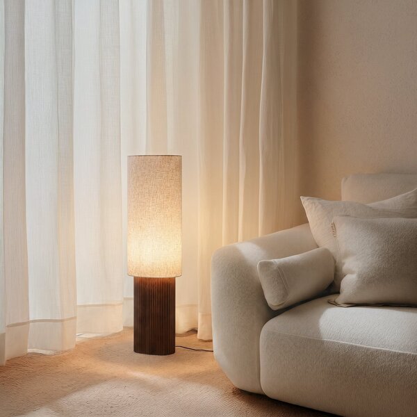Lampadar Lindby, Kimiko, Lemn, Camera de zi, Țesătură / Textil, Scandinavă