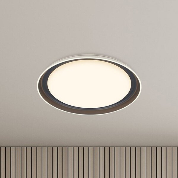 Briloner Ijus plafonieră LED, alb/antracite, Ø 43 cm, plastic, Gri, Camera de zi / sufragerie, Plastic, Modern