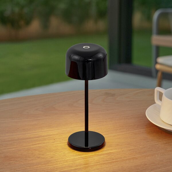 Lucande Lampa de masă cu baterie LED Quill, negru, CCT, dimabil, reglabil, Negru, Aluminiu, Modern