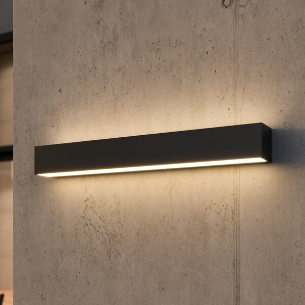Lucande Aplică de perete Lengo, 50 cm, antracit, lumină orientată în sus/jos,, Negru, Aluminiu, Modern