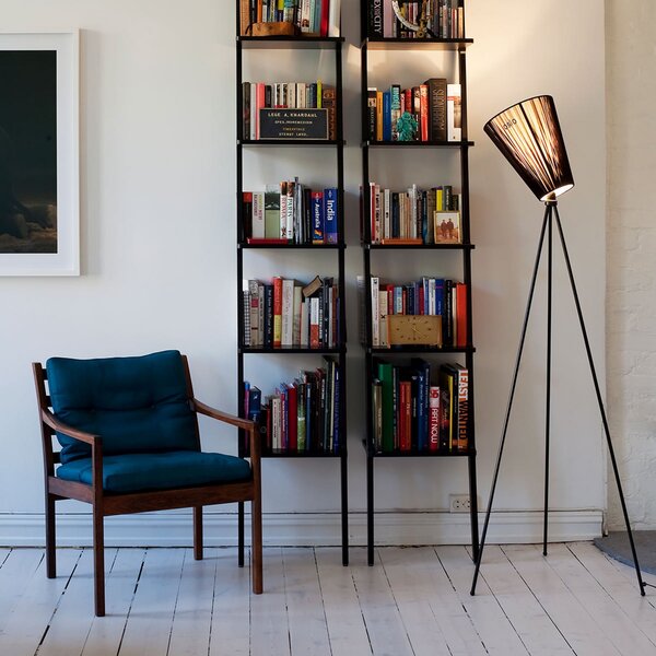 Lampadar Northern, Oslo Wood, reglabil, Negru, Camera de zi, Țesătură / Textil, Design