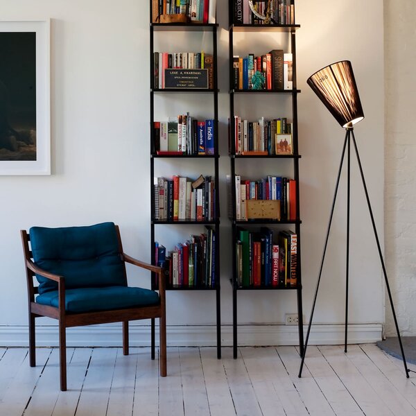 Lampadar Northern, Oslo Wood, reglabil, Negru, Camera de zi, Țesătură / Textil, Design