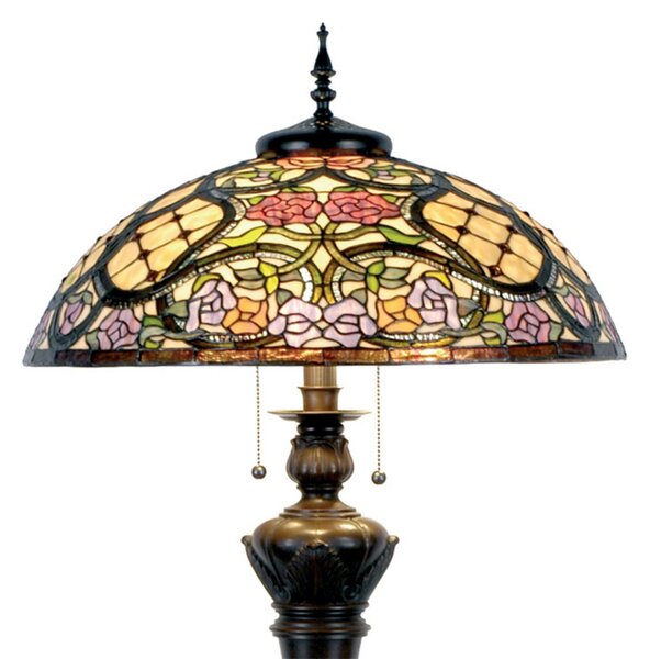 Clayre&Eef Rosaly - lampă de podea stil Tiffany, Multicolor, Camera de zi / sufragerie, Sticlă, Tiffany, Umbră de masă