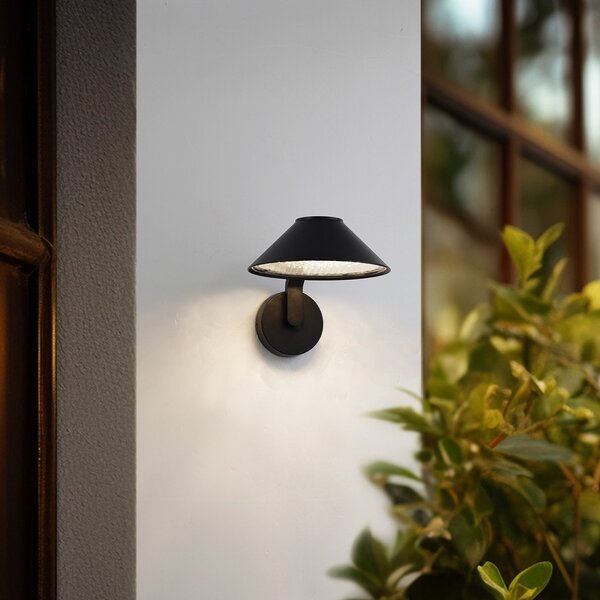 Lindby Aplică de perete LED Capelo, negru, metal, Ø20cm, Negru, Aluminiu, Modern