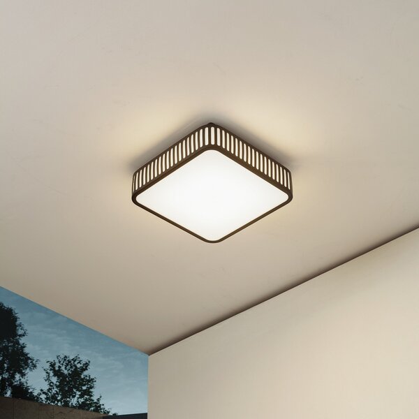 Lindby LED-Außendeckenleuchte Lurinda, 26 cm negru, IP44, Negru, Aluminiu, Modern