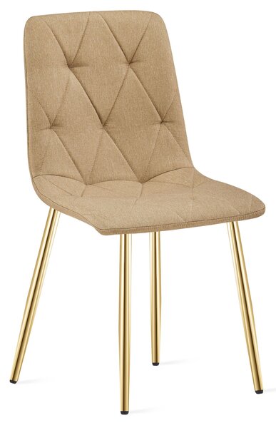 Scaun Bucatarie/Dining Fido ,Picioare Aurii, Textil Maro