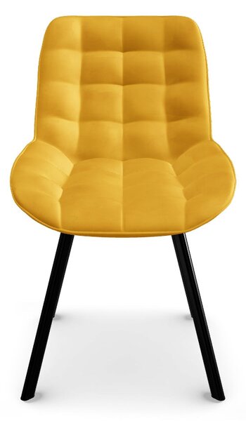 Scaun MONTI, galben curry - Bluvel 68, stofa catifelata/metal, 51x44x8